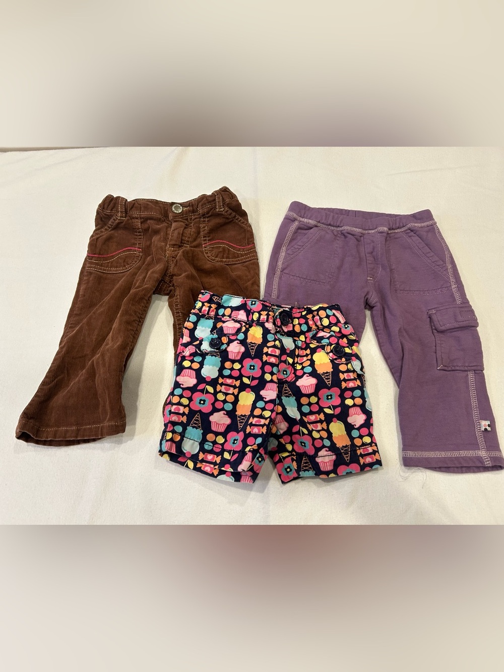 3 vintage baby girl pant bundle